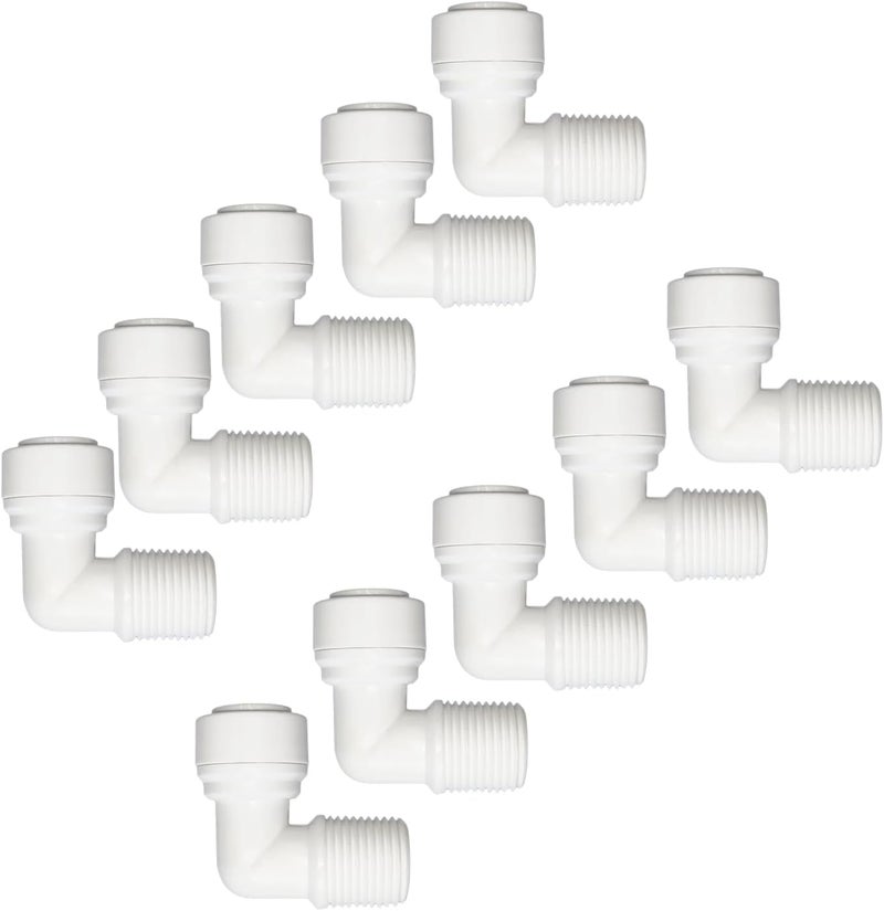 Madavoon 10 PCS 3/8" Male x 3/8" OD Push to Connect Tube Fitting - Quick Connect for Water Purifiers, Drinks Dispenser & Filtration Systems (Elbow Type) - Image 1
